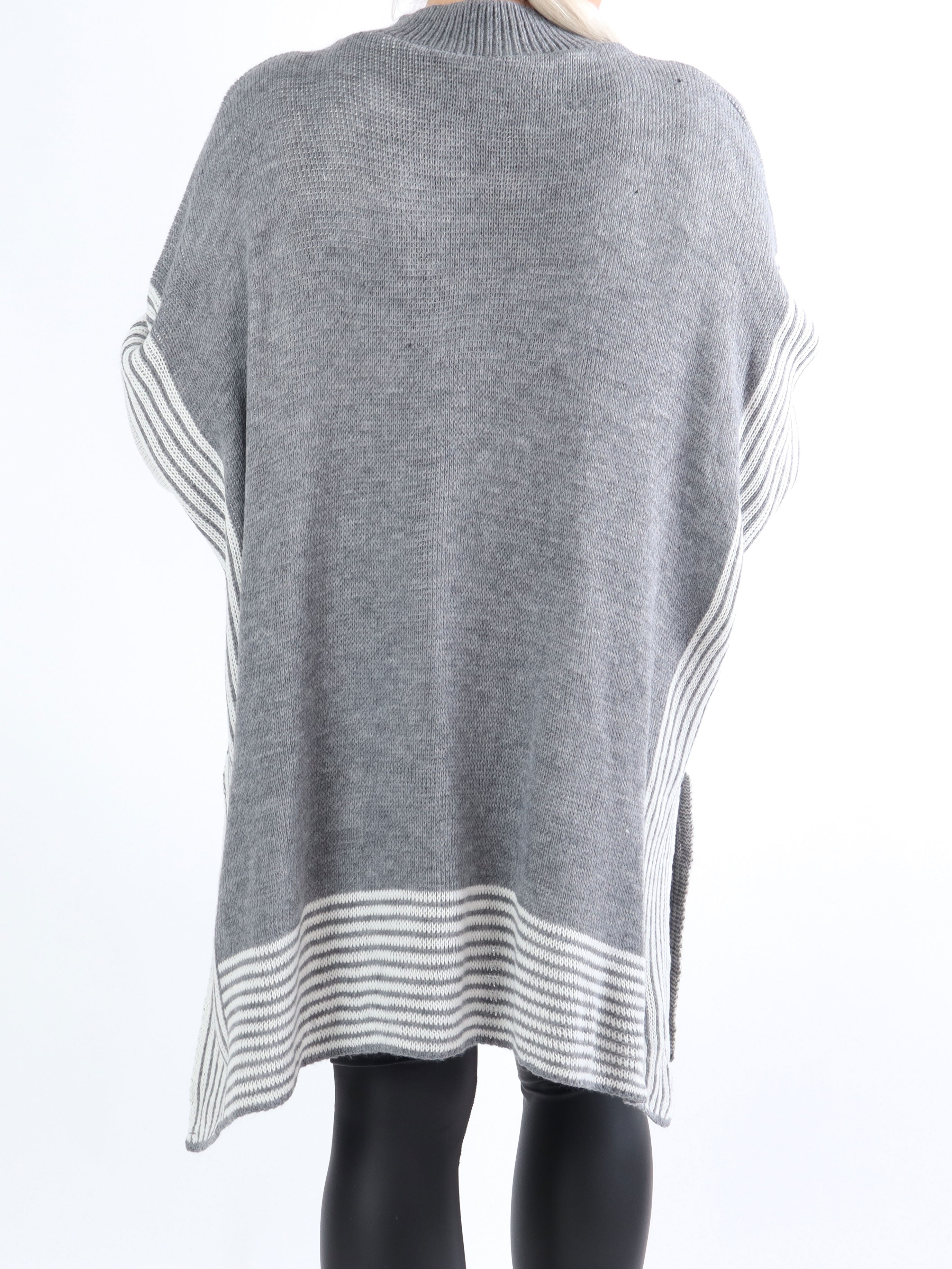 Akulina - Randig plus size-stickning med polotröja